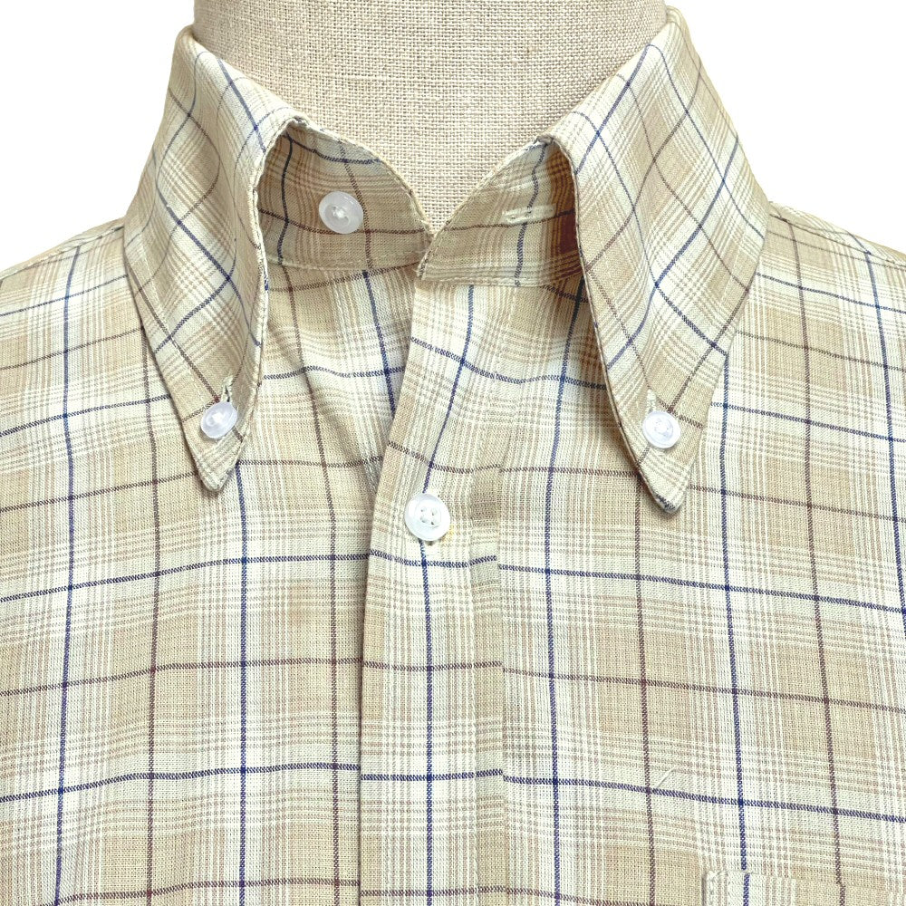 Adaptor Clothing Check Long Sleeve Button Down Shirt Beige - Image 3