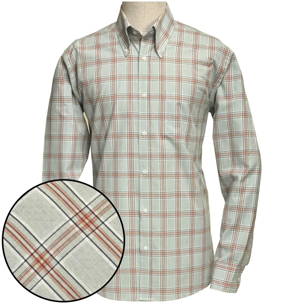Adaptor Clothing Check Long Sleeve Button Down Shirt Grey