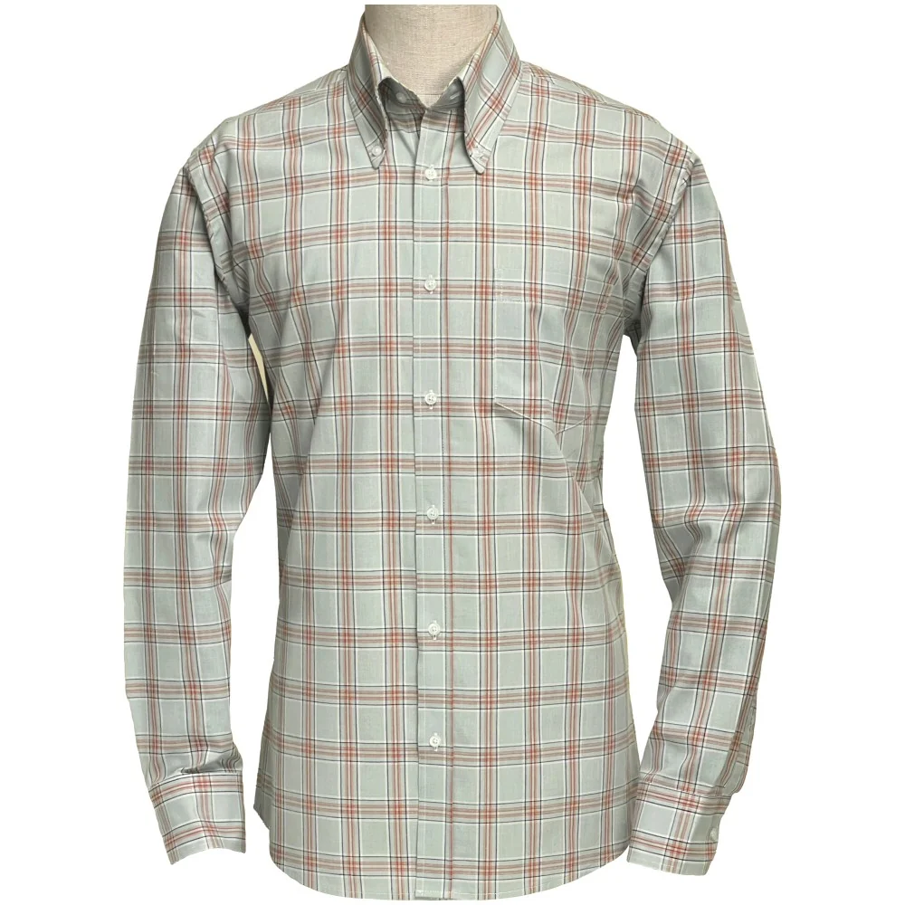 Adaptor Clothing Check Long Sleeve Button Down Shirt Grey - Image 2