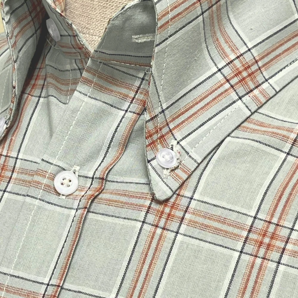 Adaptor Clothing Check Long Sleeve Button Down Shirt Grey - Image 4