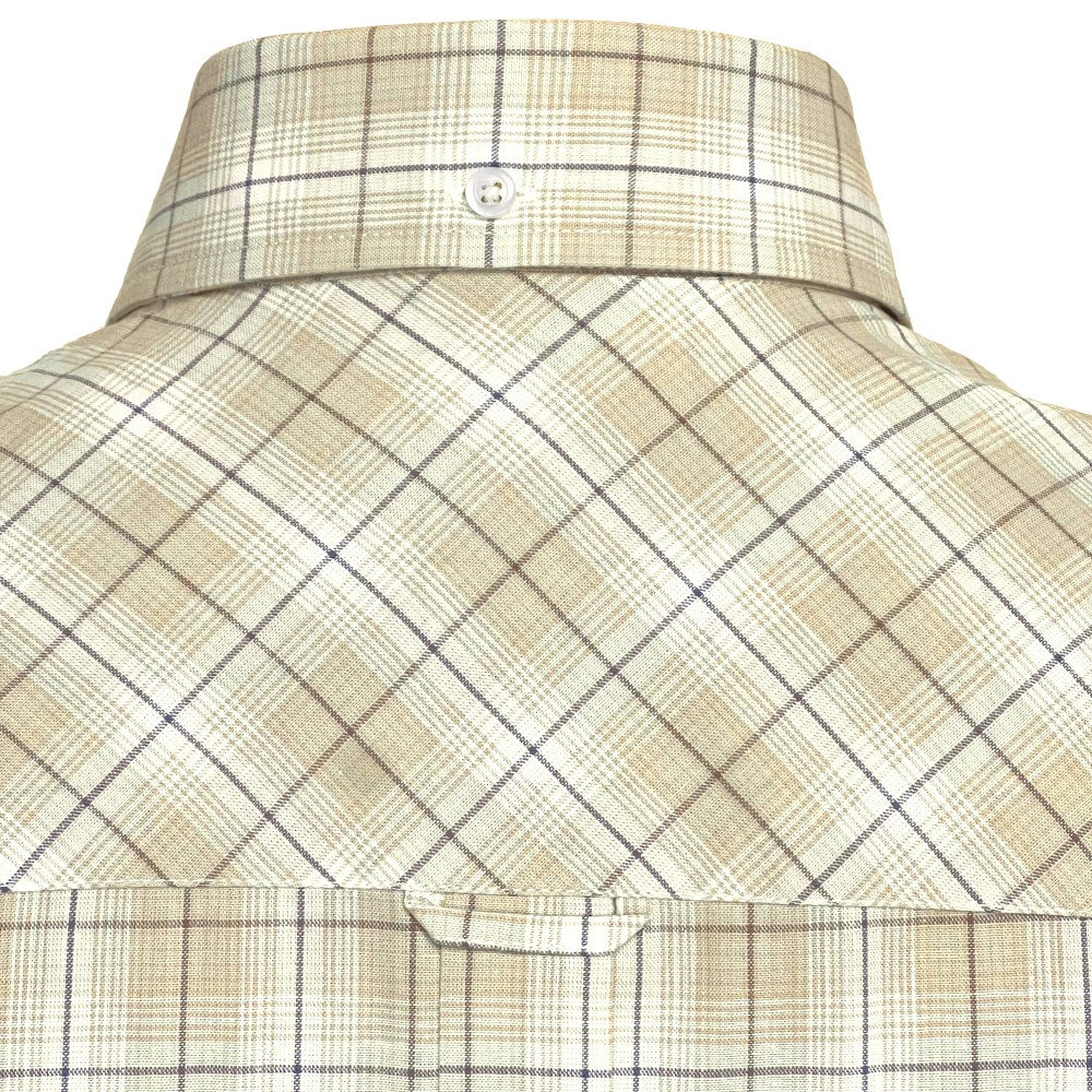 Adaptor Clothing Check Short Sleeve Button Down Shirt Beige - Image 4