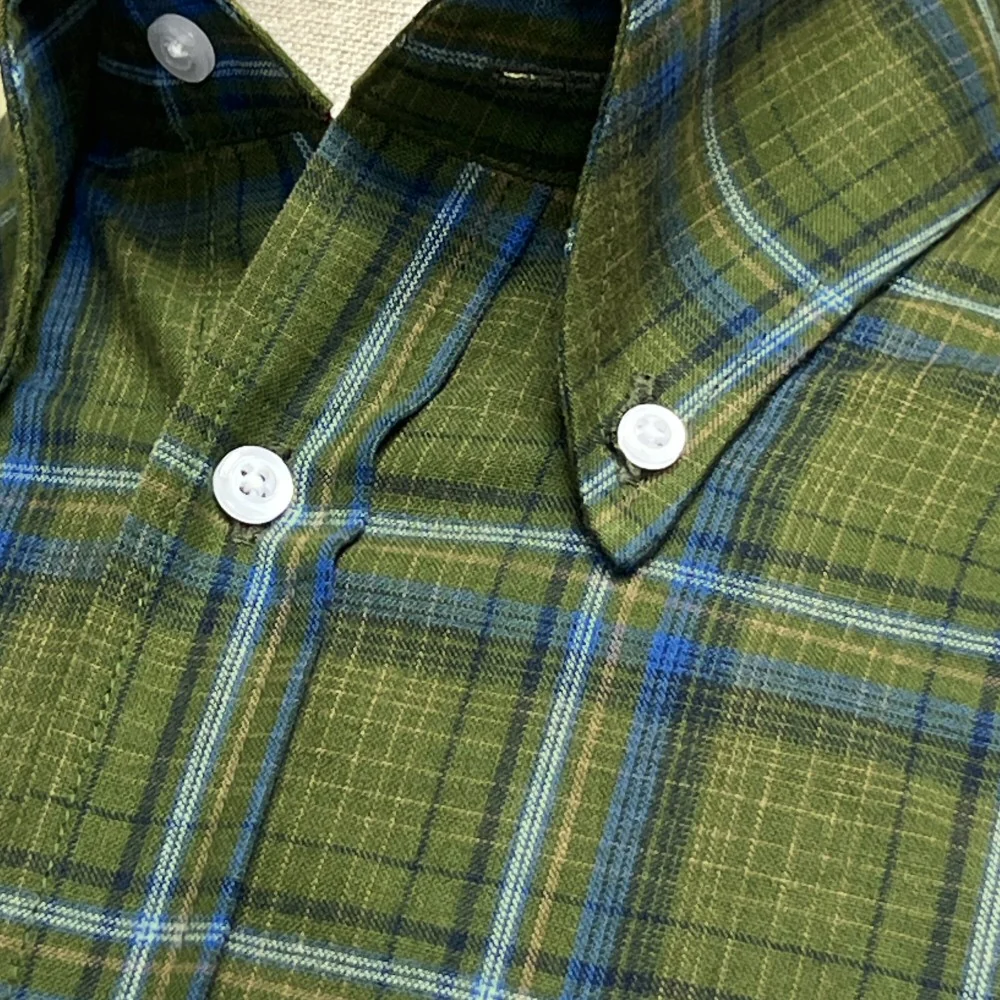 Adaptor Clothing Check Short Sleeve Button Down Shirt Olive - Image 5