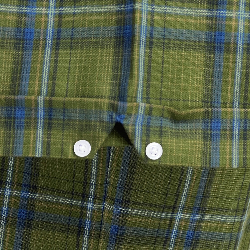 Adaptor Clothing Check Short Sleeve Button Down Shirt Olive - Image 6