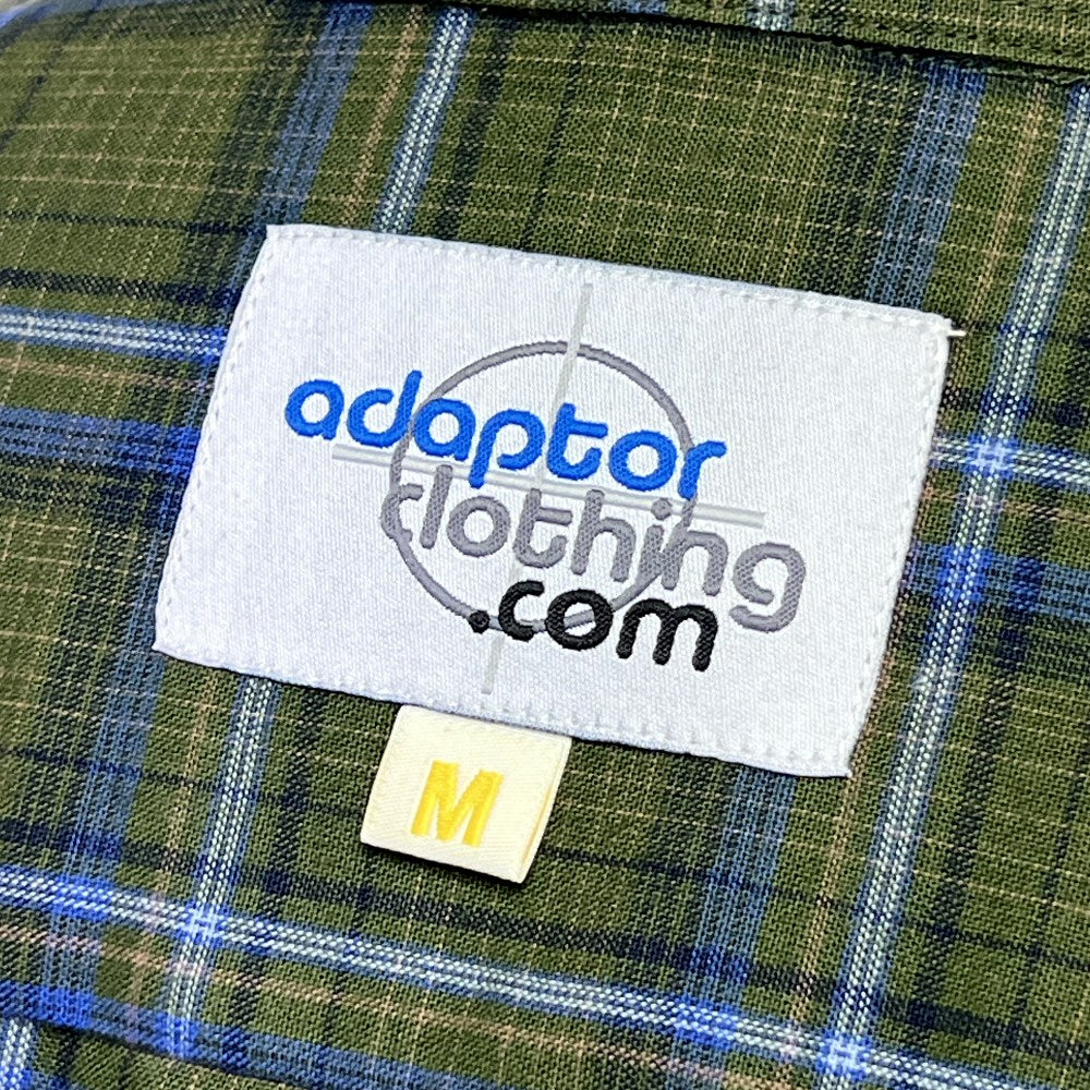 Adaptor Clothing Check Short Sleeve Button Down Shirt Olive - Image 7