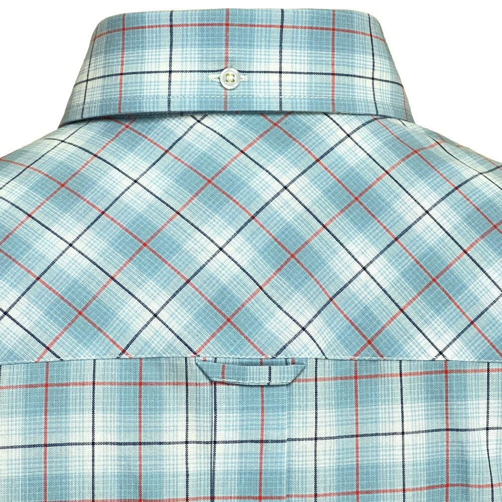 Adaptor Clothing Check Short Sleeve Button Down Shirt Seafoam - Image 5