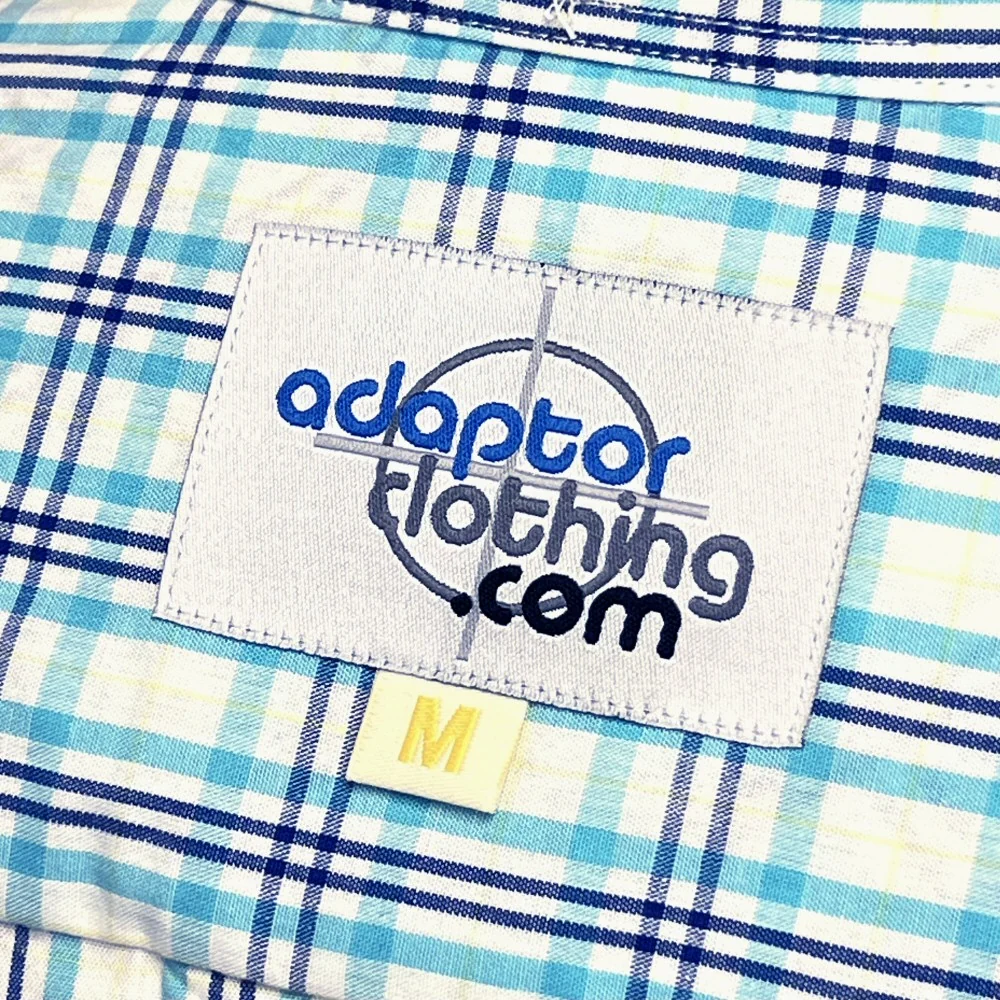 Adaptor Clothing Check Short Sleeve Button Down Shirt Turquoise - Image 7