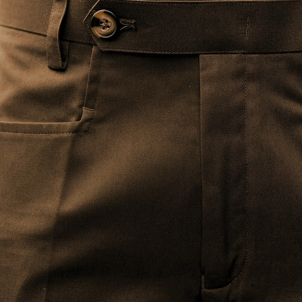 Adaptor Clothing Cotton Frogmouth Pocket Slim Trouser Brown - Image 4