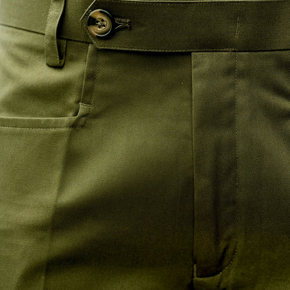 Adaptor Clothing Cotton Frogmouth Pocket Slim Trouser Olive - Image 3