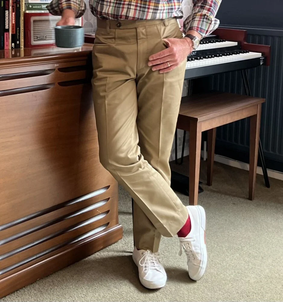 Adaptor Clothing Cotton Frogmouth Pocket Slim Trouser Sand - Image 3