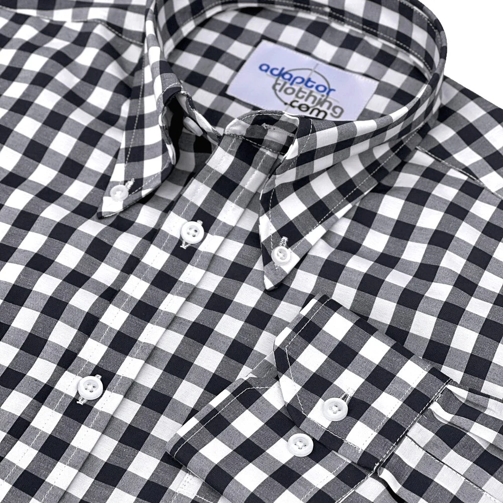 Adaptor Clothing Gingham Long Sleeve Button Down Shirt Black - Image 3