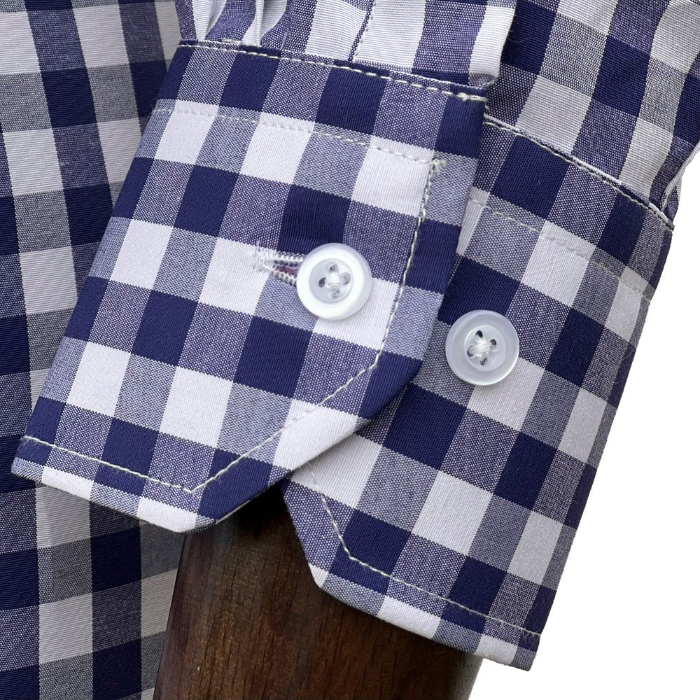 Adaptor Clothing Gingham Long Sleeve Button Down Shirt Navy - Image 10