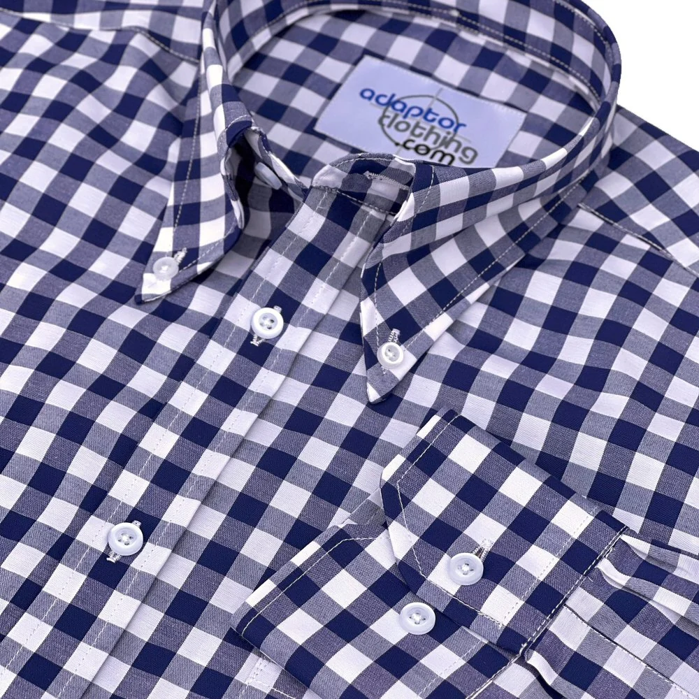 Adaptor Clothing Gingham Long Sleeve Button Down Shirt Navy - Image 3