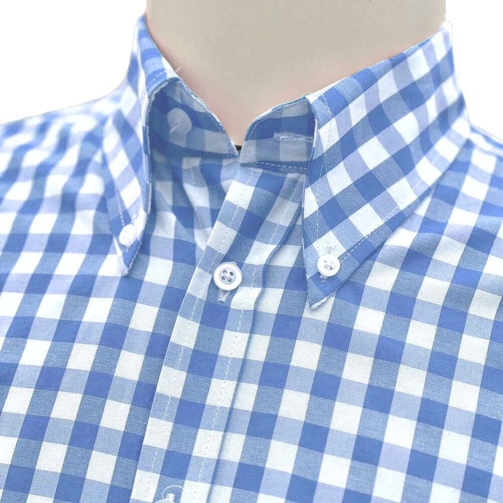 Adaptor Clothing Gingham Long Sleeve Button Down Shirt Sky - Image 5
