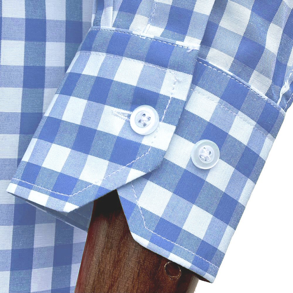Adaptor Clothing Gingham Long Sleeve Button Down Shirt Sky - Image 6