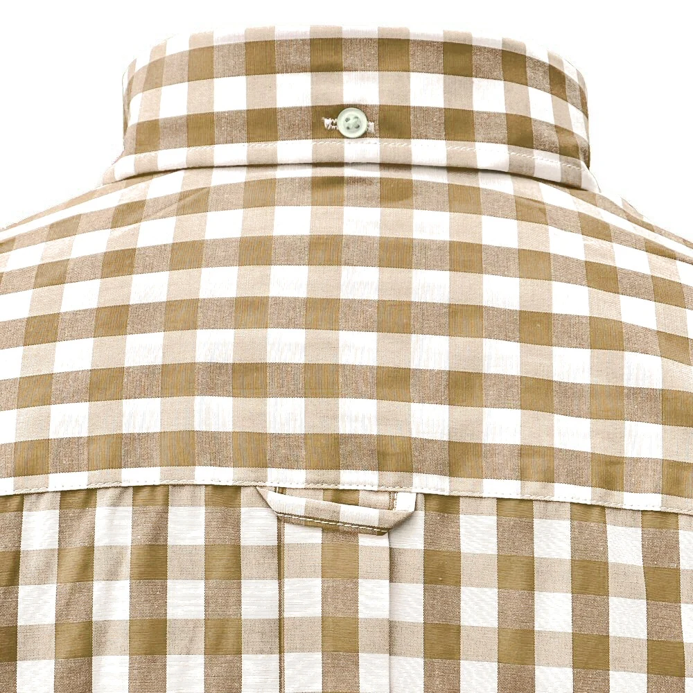 Adaptor Clothing Gingham Long Sleeve Button Down Shirt Stone - Image 5