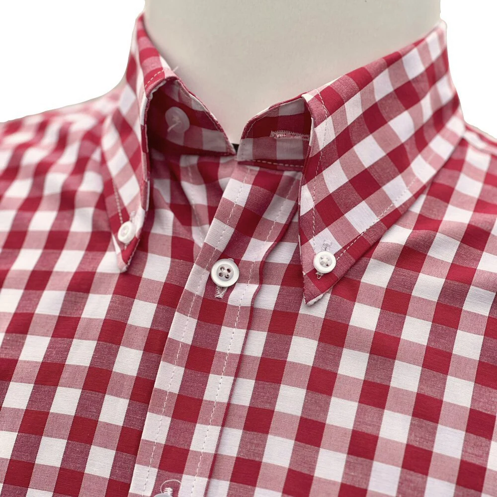 Adaptor Clothing Gingham Long Sleeve Button Down Shirt Wine - Image 4