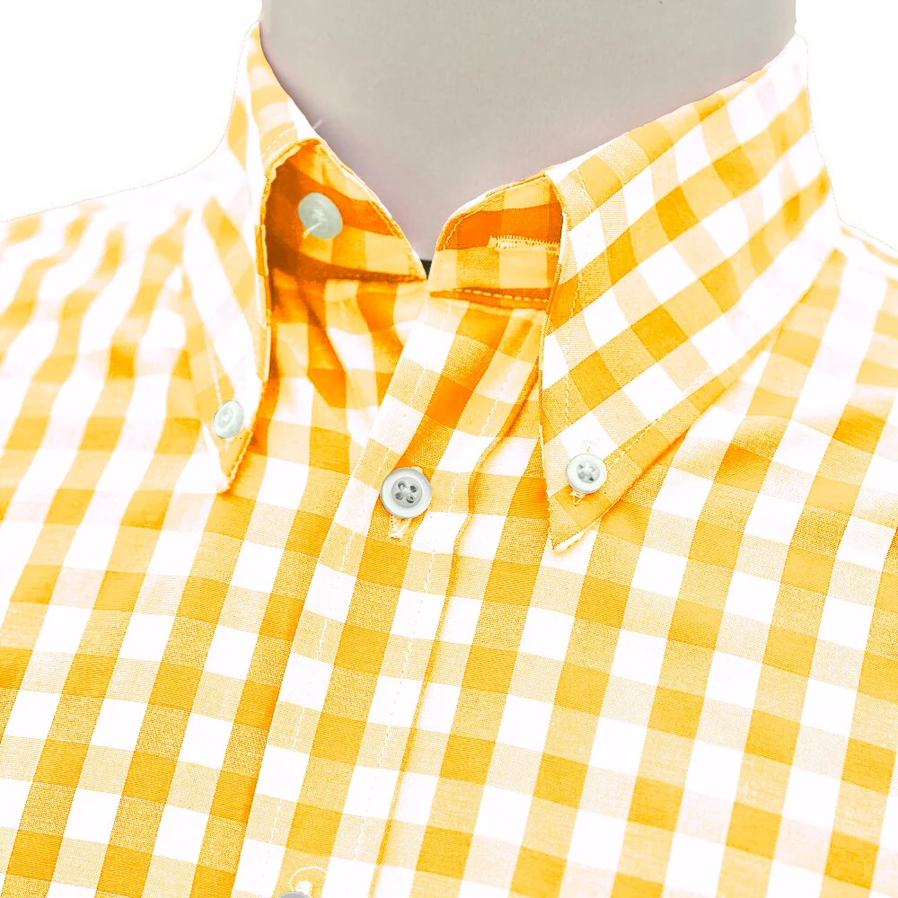 Adaptor Clothing Gingham Long Sleeve Button Down Shirt Yellow - Image 3