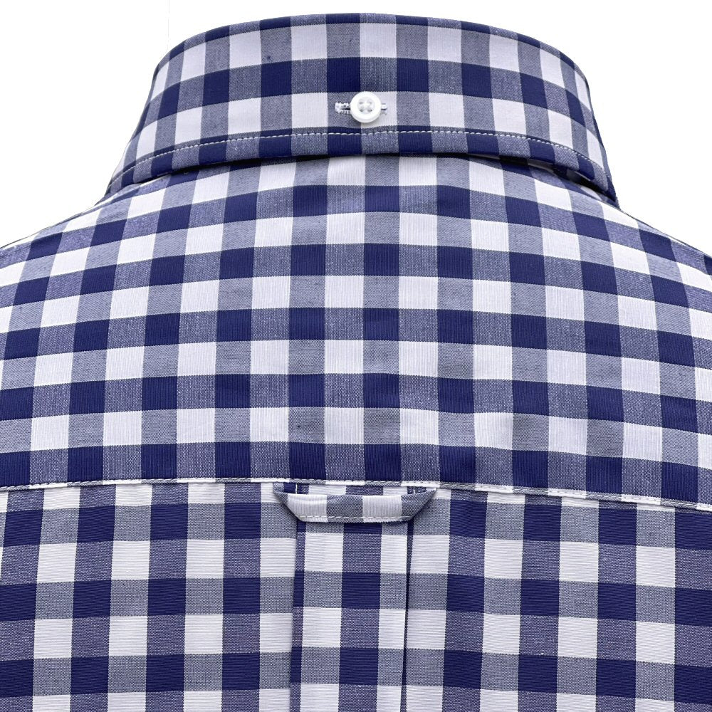 Adaptor Clothing Gingham Short Sleeve Button Down Shirt Navy - Image 3