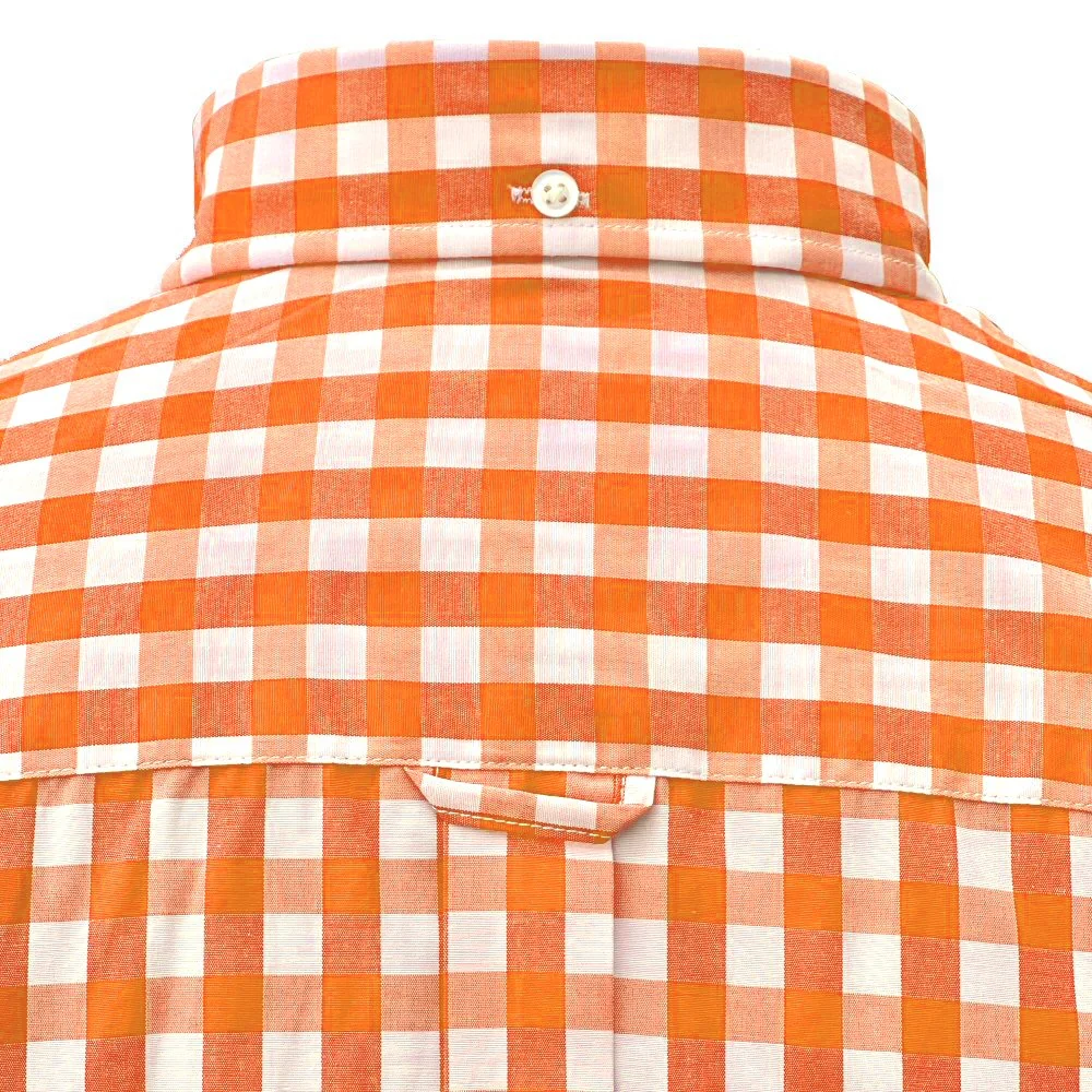 Adaptor Clothing Gingham Short Sleeve Button Down Shirt Orange - Image 4