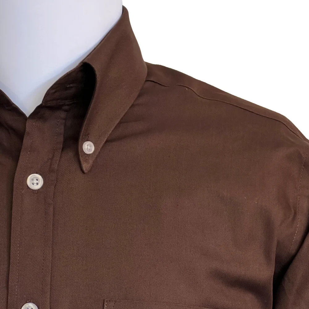 Adaptor Clothing Oxford Long Sleeve Button Down Shirt Brown - Image 3