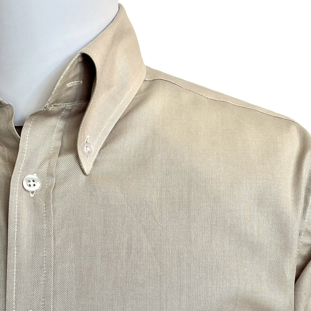 Adaptor Clothing Oxford Long Sleeve Button Down Shirt Stone - Image 3