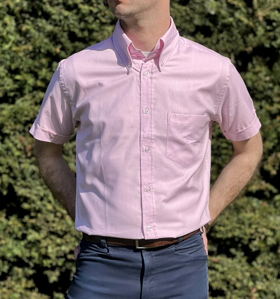 Adaptor Clothing Oxford Short Sleeve Button Down Shirt Pink - Image 11