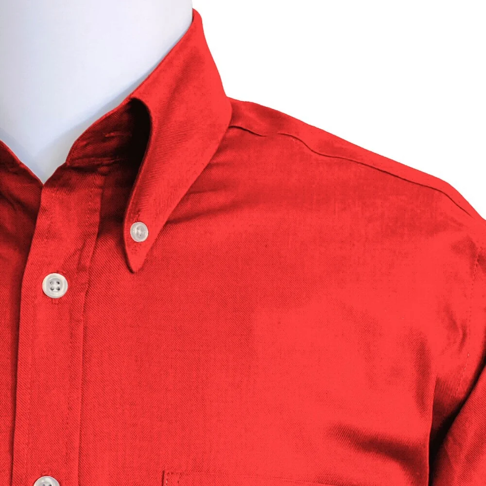 Adaptor Clothing Oxford Short Sleeve Button Down Shirt Red - Image 7