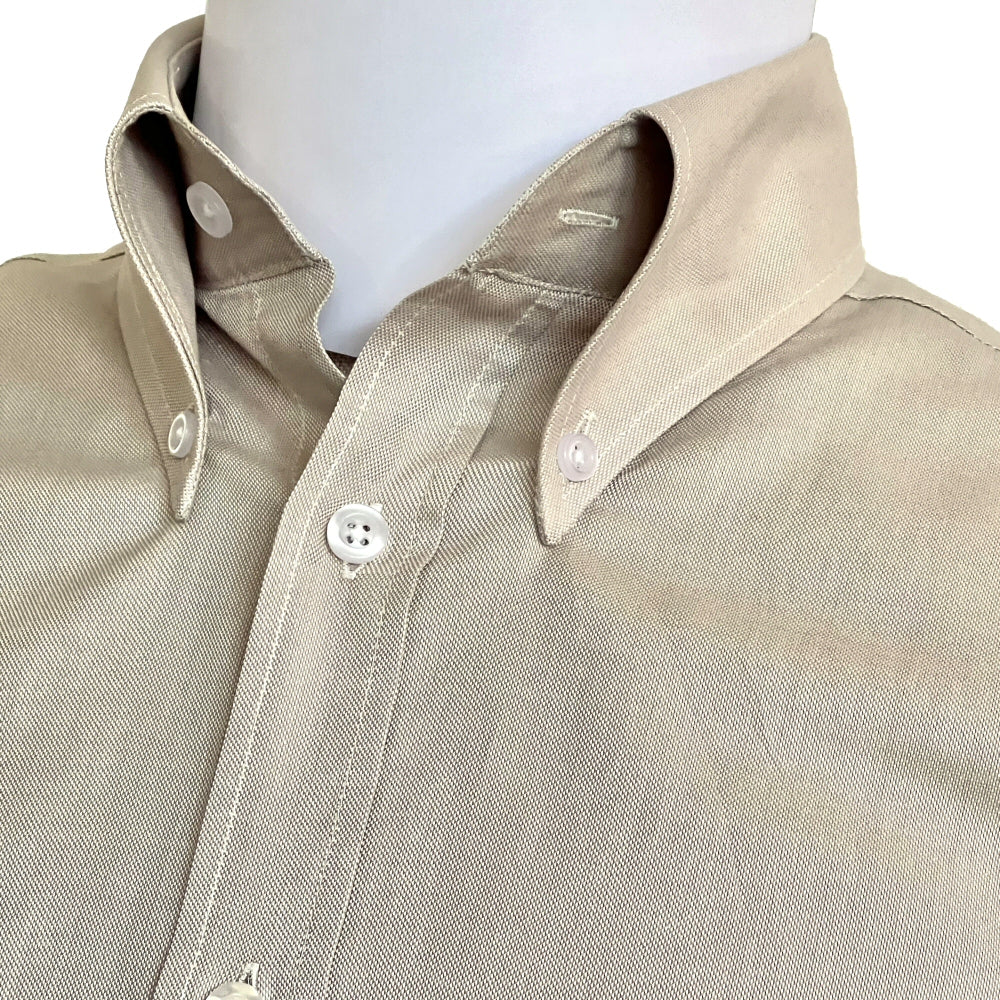 Adaptor Clothing Oxford Short Sleeve Button Down Shirt Stone - Image 10