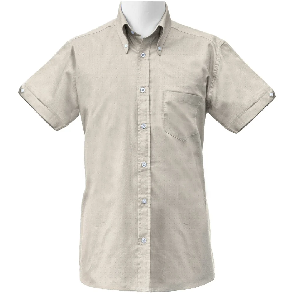 Adaptor Clothing Oxford Short Sleeve Button Down Shirt Stone - Image 9