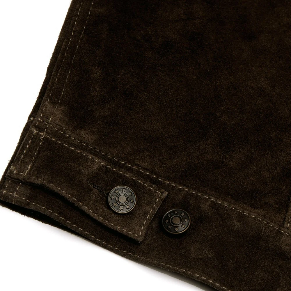 Adaptor Clothing Suede Trucker Jacket Deep Brown - Image 5