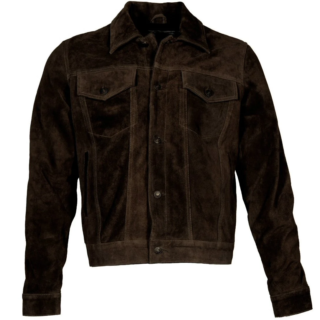 Adaptor Clothing Suede Trucker Jacket Deep Brown - Image 6