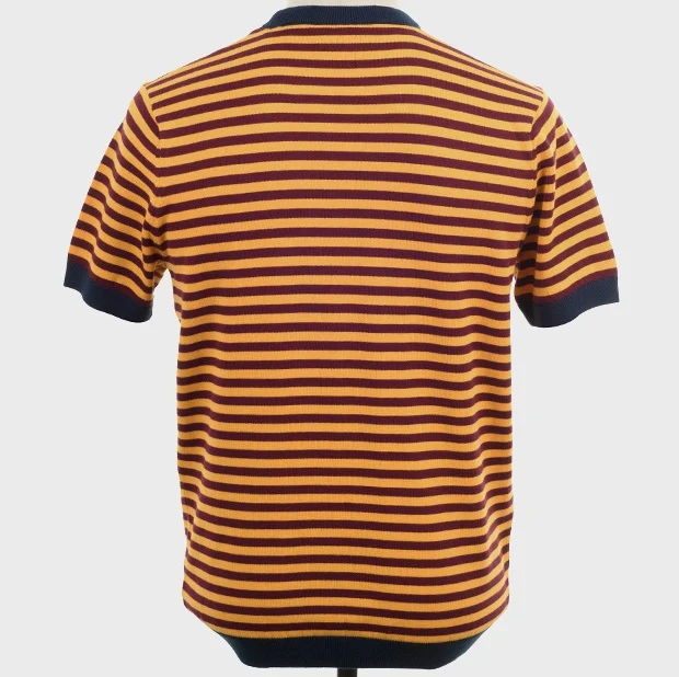 Art Gallery Fine Gauge Knit Multi Stripe Crew Neck Top Amber - Image 3