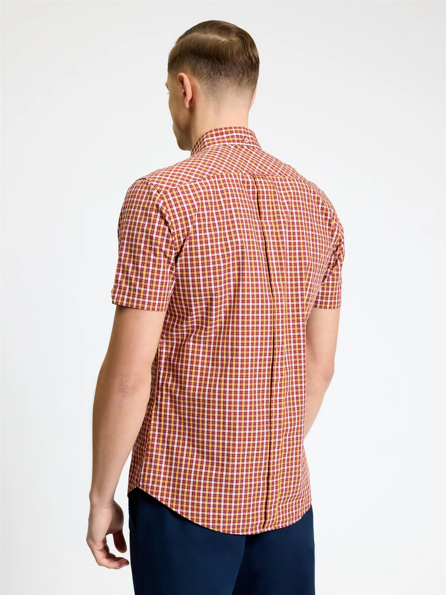 Ben Sherman Short Sleeve House Check Shirt Burgundy / Gold - Image 2