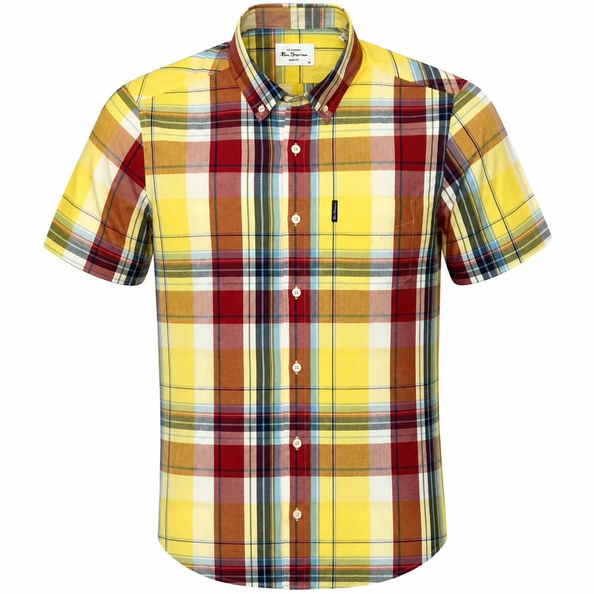 Ben Sherman Short Sleeve Oversize Check Shirt Yellow - Image 3