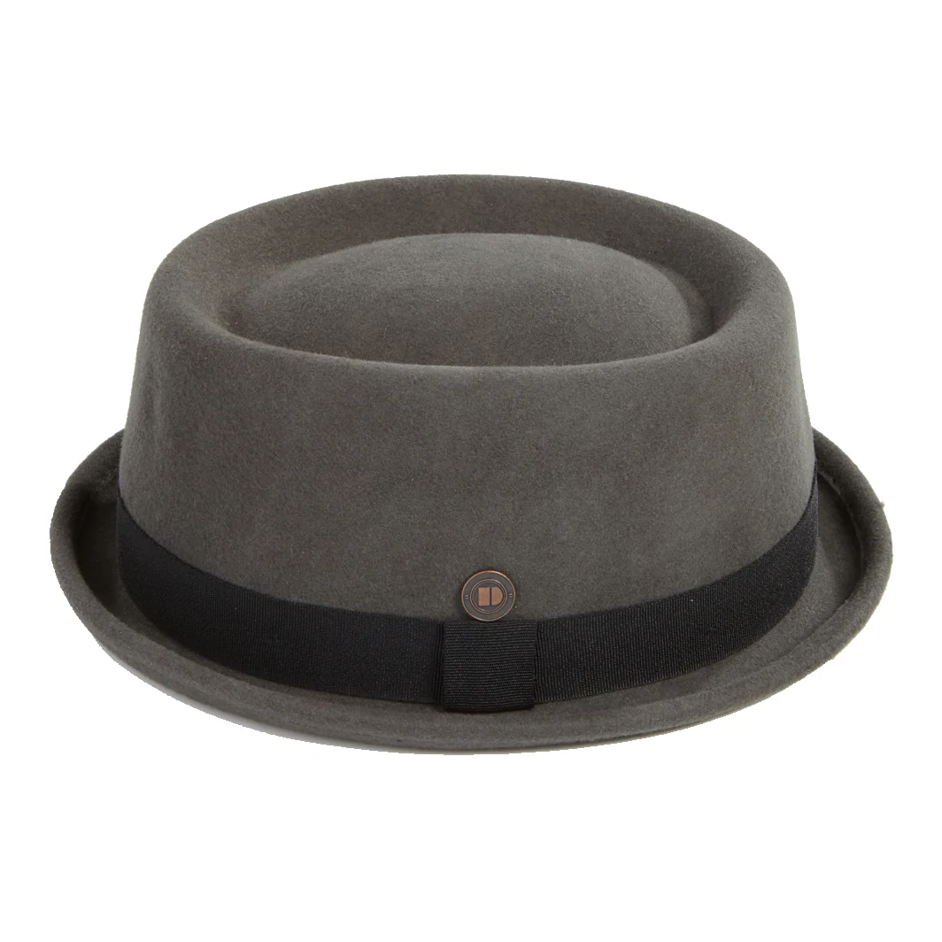 Dasmarca Rude Boy Narrow Brim 100% Wool Felt Trilby Pork Pie Hat Grey - Image 2