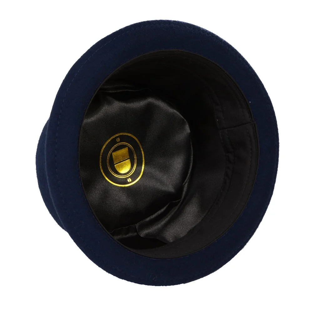 Dasmarca Rude Boy Narrow Brim 100% Wool Felt Trilby Pork Pie Hat Light Navy Blue - Image 3