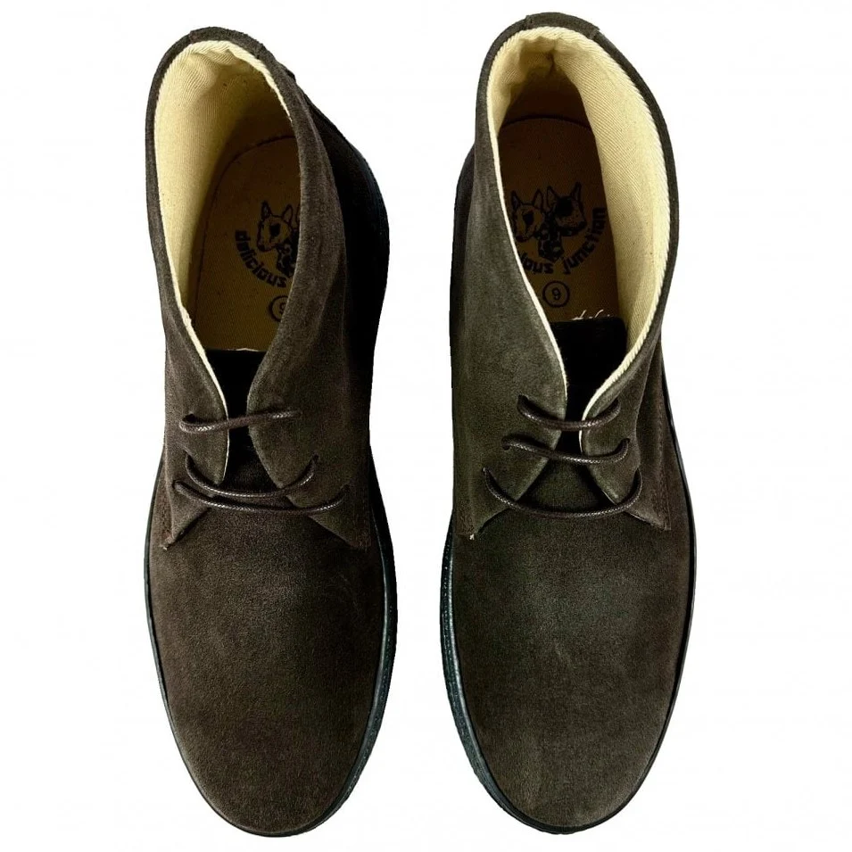 Delicious Junction Suede Playboy Bullitt Boot Dark Chocolate - Image 5
