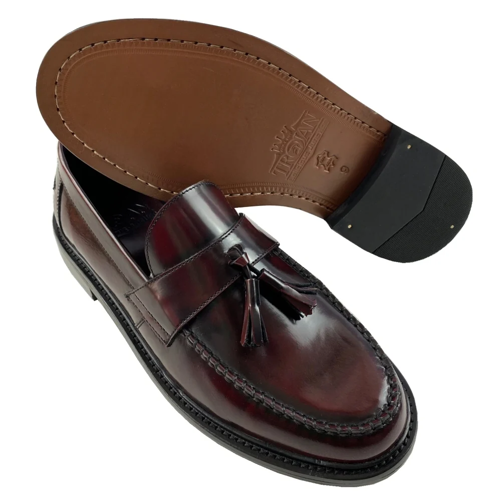 Delicious Junction x Trojan Branded DUKE Tassel Loafers Shoe Oxblood - Image 11