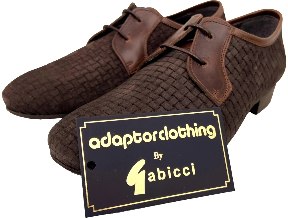 Exclusive Gabicci x Adaptor Basketweave Suede Shoes Brown - Image 6