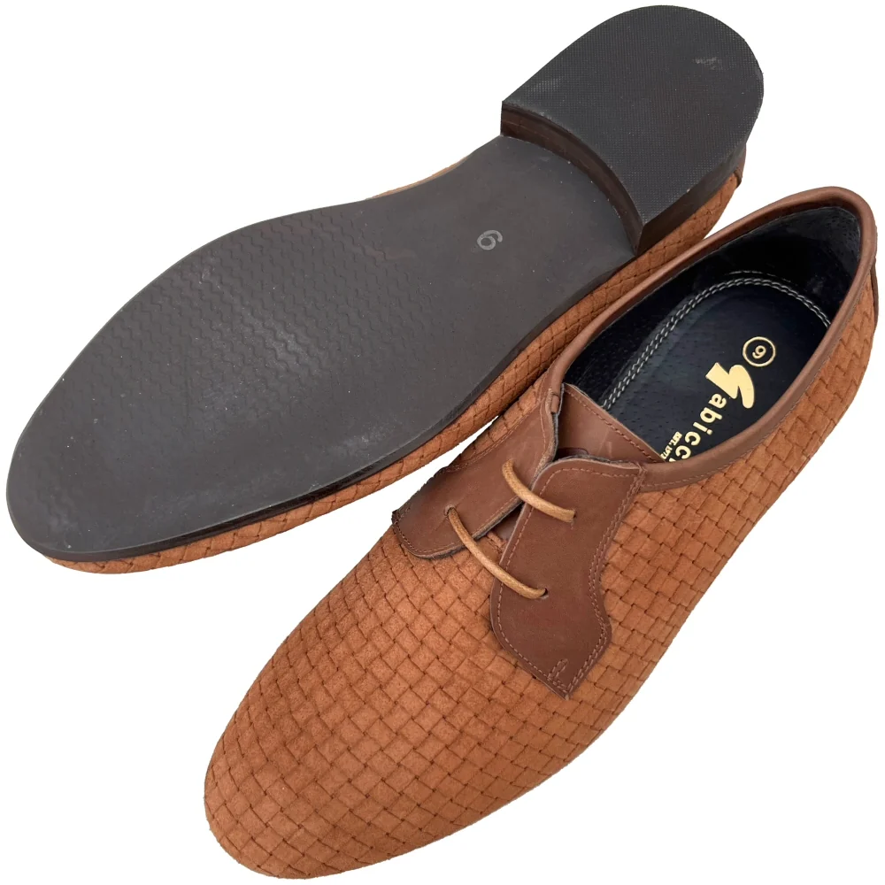Exclusive Gabicci x Adaptor Basketweave Suede Shoes Tan - Image 4