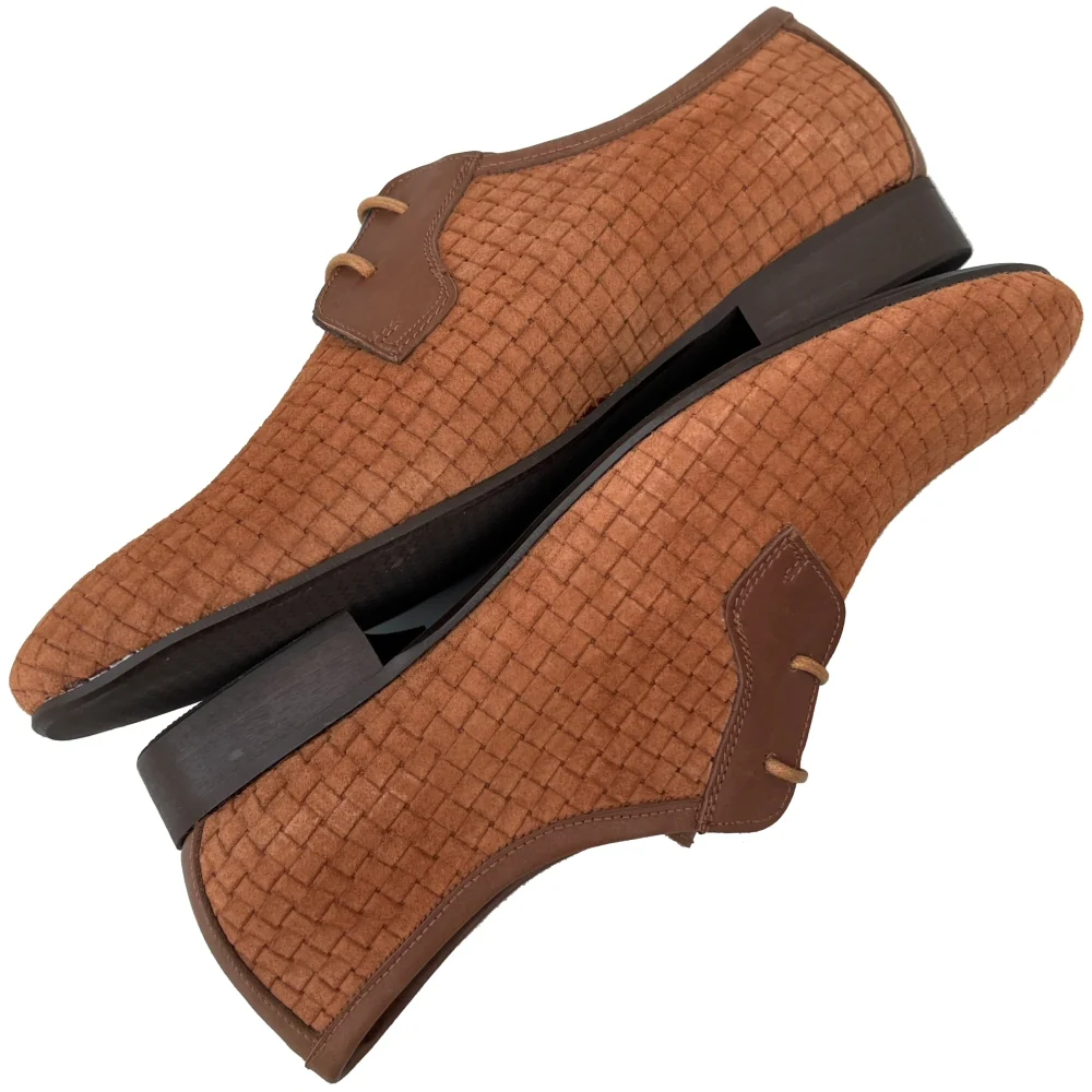 Exclusive Gabicci x Adaptor Basketweave Suede Shoes Tan - Image 5