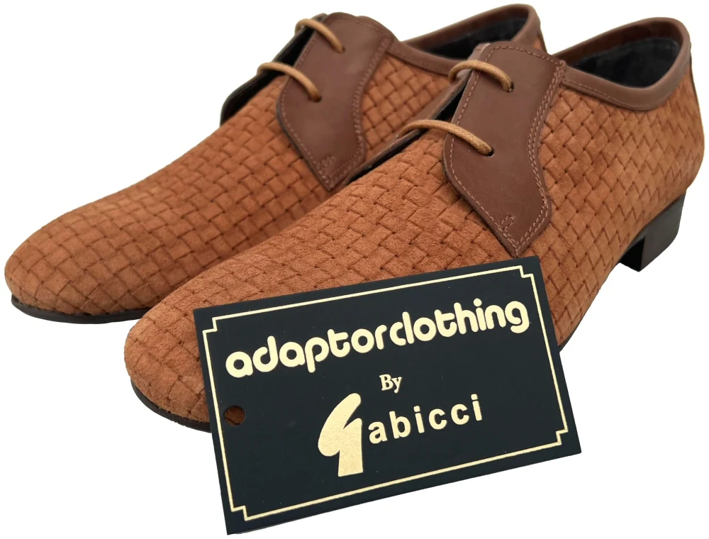 Exclusive Gabicci x Adaptor Basketweave Suede Shoes Tan - Image 6