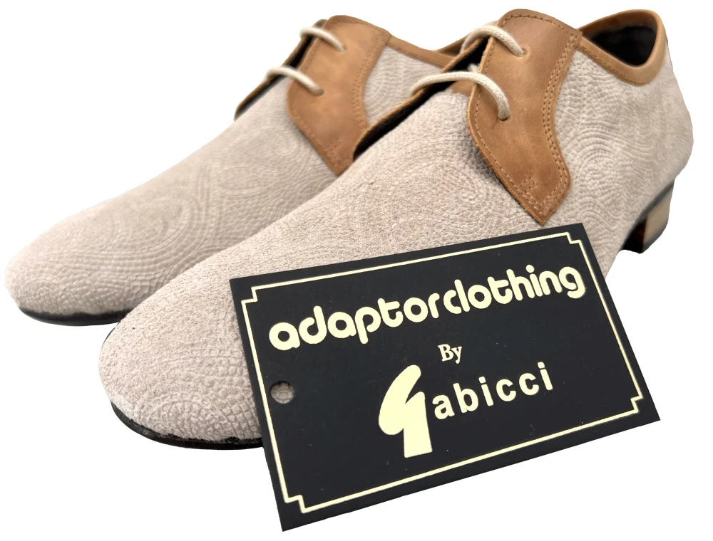 Exclusive Gabicci x Adaptor Traffic Paisley Suede Shoes Stone - Image 6