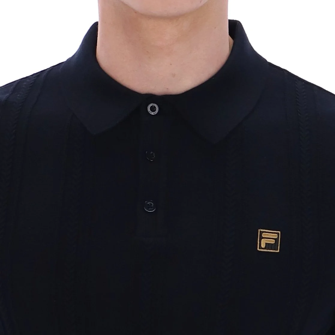Fila Gold Collection Cable Knit Polo Black - Image 2
