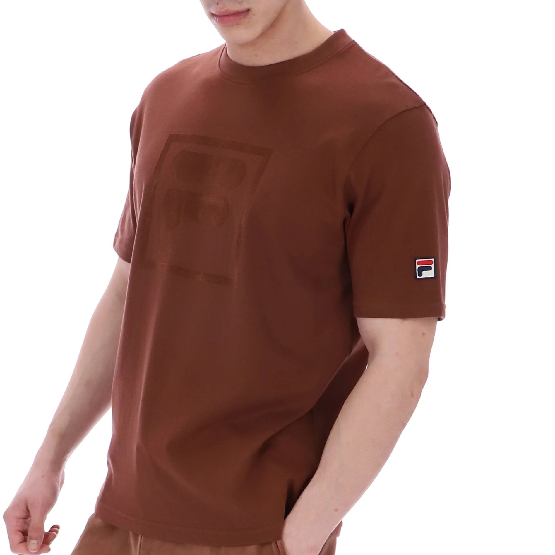 Fila Pepe Flock Self Chest Logo T-Shirt Brown - Image 3