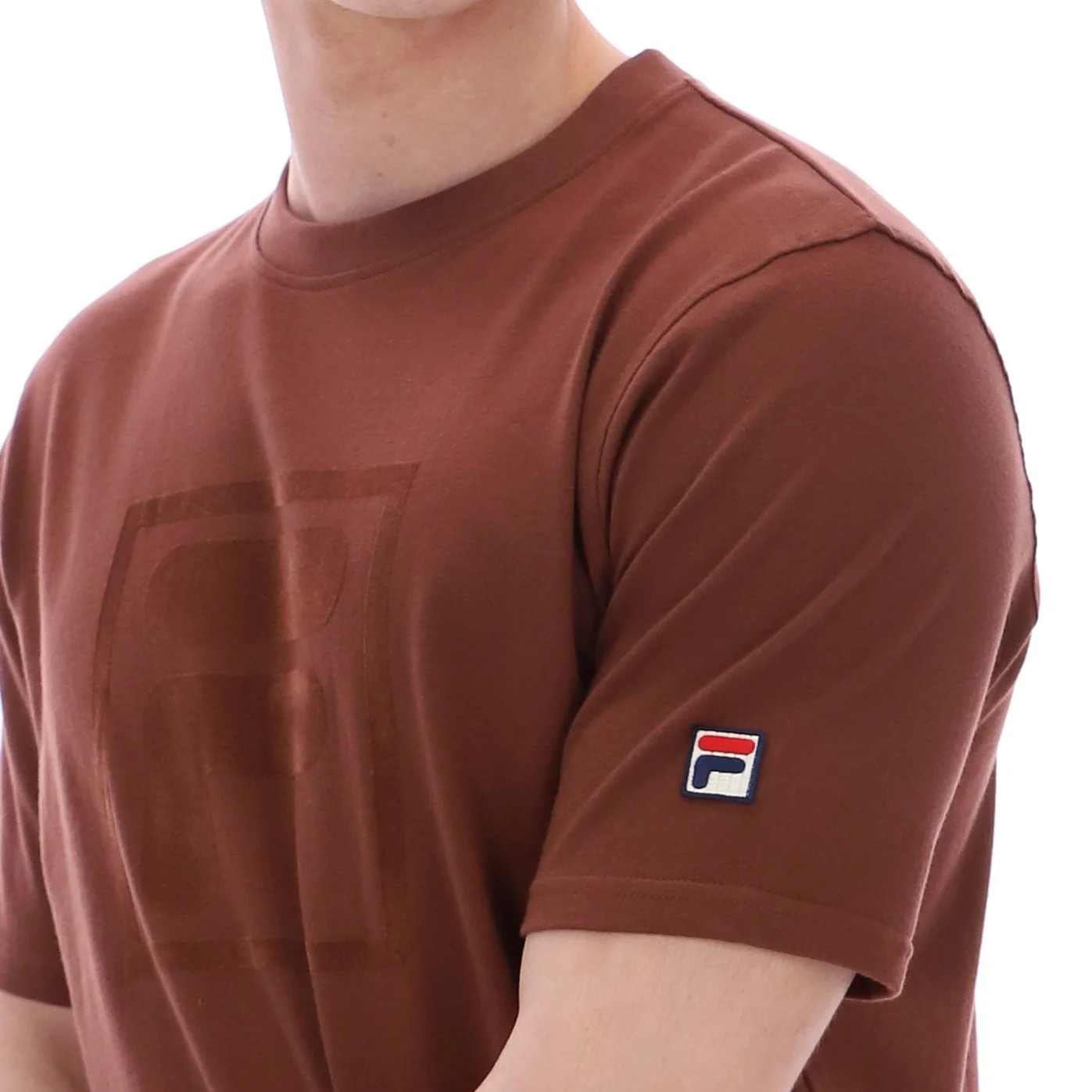 Fila Pepe Flock Self Chest Logo T-Shirt Brown - Image 4
