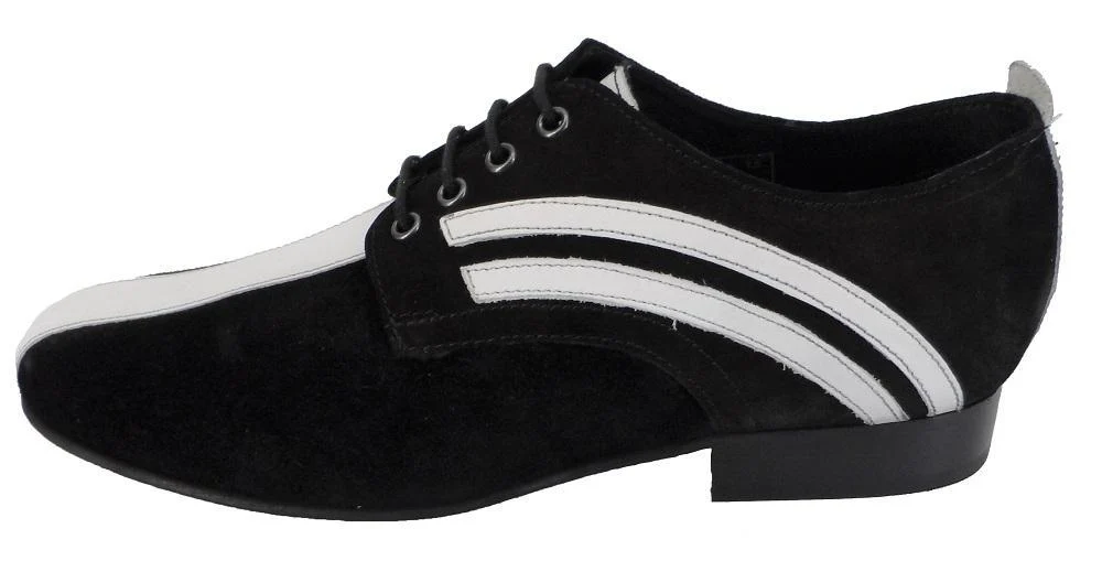 Ikon Original Badger Leather/Suede Shoes in Black and White - Image 2