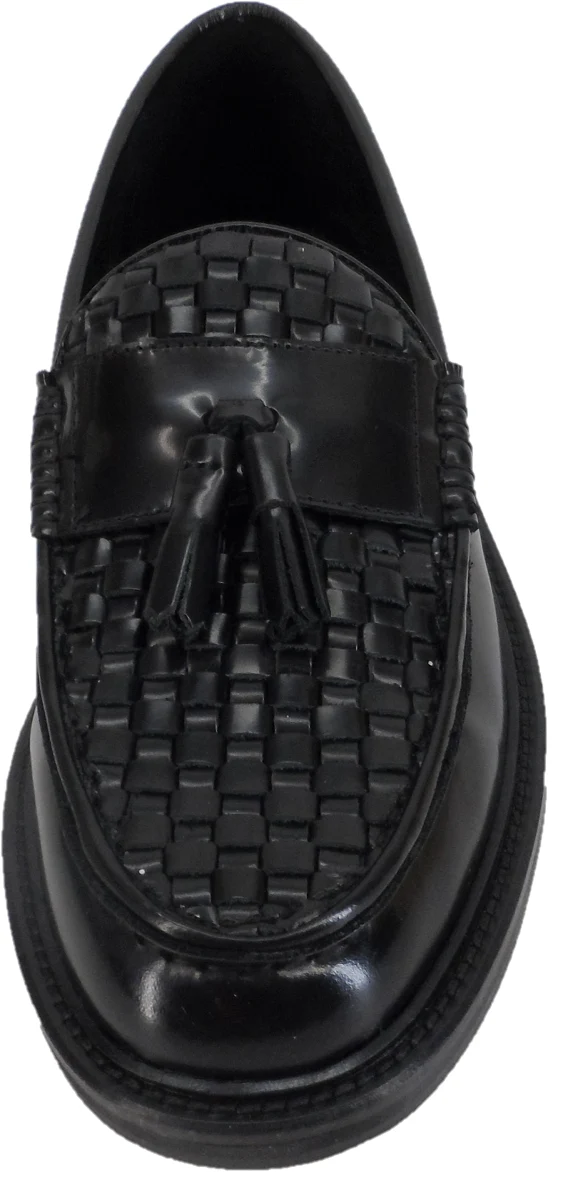 Ikon Original Black Real Weave Retro,Ska,Northern Soul Tassel Loafers - Image 3