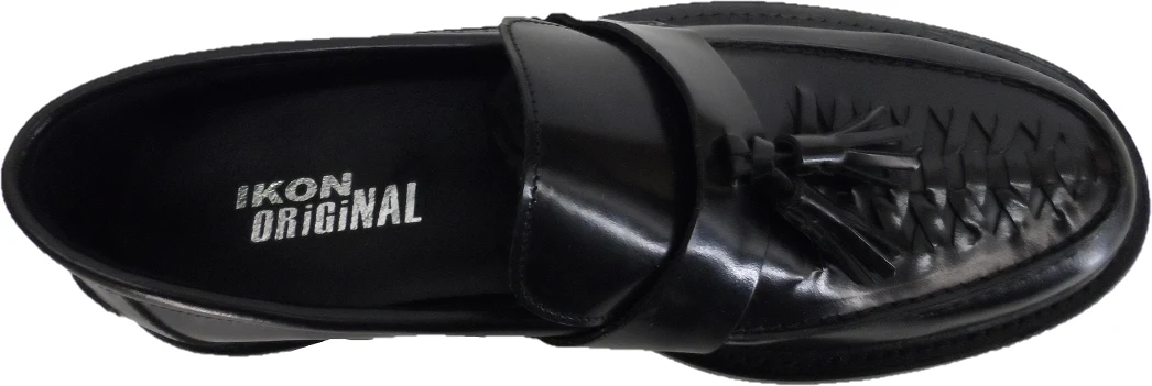 Ikon Original Mens Twister Black Retro,Ska,Northern Soul Tassel Loafers - Image 4