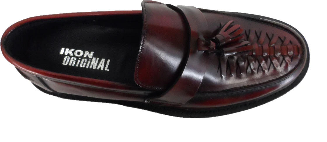 Ikon Original Mens Twister Oxblood Retro,Ska,Northern Soul Tassel Loafers - Image 4